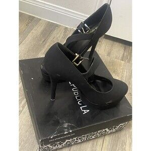 Shoe Republic LA Black Suede Platform Heels Sz 9 pre-owned